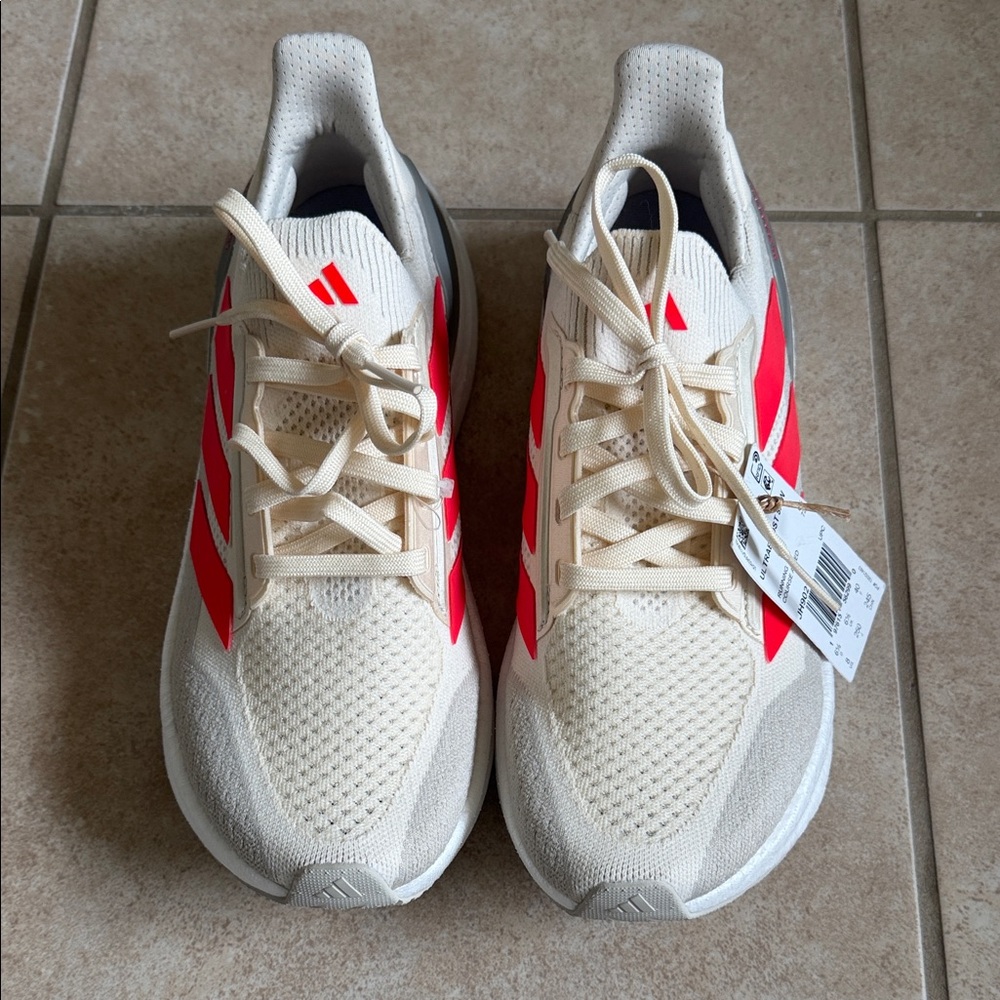 Adidas Beige and Bright Red Running Shoes